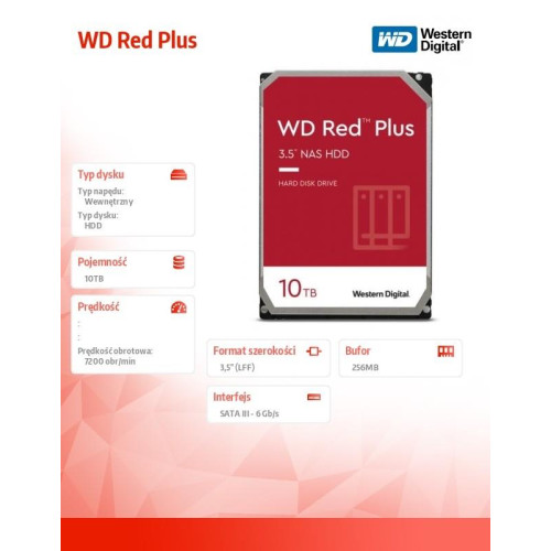 Dysk HDD Red Plus 10TB 3,5'' CMR 256MB/7200RPM Class -4465591