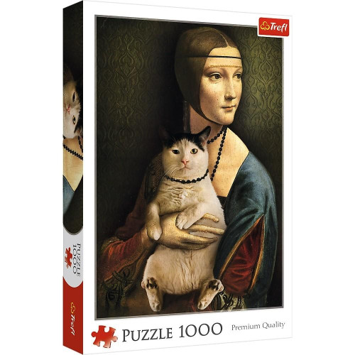 Puzzle 1000 elementów Dama z kotem-4467315