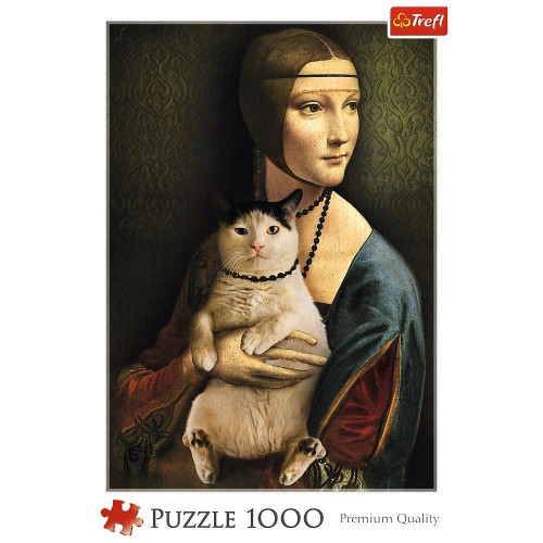 Puzzle 1000 elementów Dama z kotem-4467317