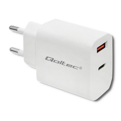 Ładowarka sieciowa | 18W | 5-12V | 1.5-3A | USB typ C PD | USB QC 3.0 | Biała -4467358