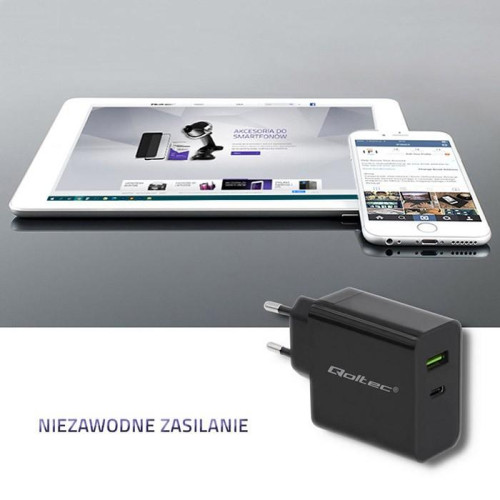 Ładowarka sieciowa | 45W | 5-20V | 2.25-3A | USB typ C PD | USB | Czarna-4467380