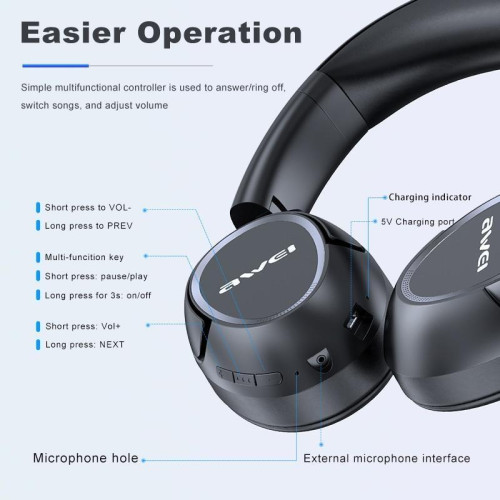 Słuchawki nauszne Bluetooth A770BL Czarne -4467477