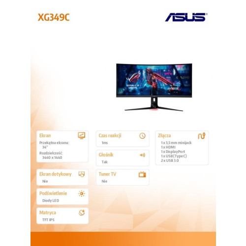 Monitor 34 cale XG349C ROG STRIX UWQHD 144/180Hz IPS DP HDMI USB-C KVM 1900R Głośnik-4473004