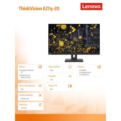 Monitor 27.0 ThinkVision E27q-20 WLED LCD 62D0GAT1EU -4474106