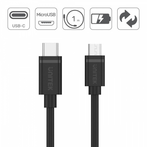 Kabel USB TYP-C DO microUSB 2.0; 1m; Y-C473BK -4478691