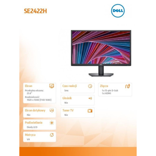 Monitor SE2422H 23.8 cali LED 1920x1080/HDMI/VGA/3Y -4481311