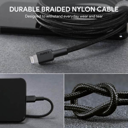 CB-AL05 nylonowy kabel Quick Charge Lightning-USB | 2m | certyfikat MFi Apple-4484163