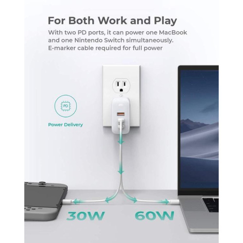 PA-B6S White Omnia Mix GaN ładowarka sieciowa 3xUSB (2xUSB C+1xUSB A) 90W-4485926