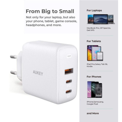 PA-B6S White Omnia Mix GaN ładowarka sieciowa 3xUSB (2xUSB C+1xUSB A) 90W-4485929