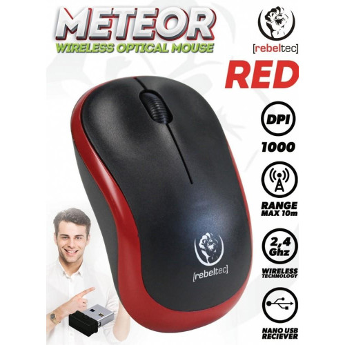 Mysz bezprzewodowa METEOR Czerwona-4488847