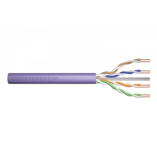 Kabel teleinformatyczny instalacyjny kat.6, U/UTP, Dca, drut, AWG 23/1, LSOH, 100m, fioletowy-4489486