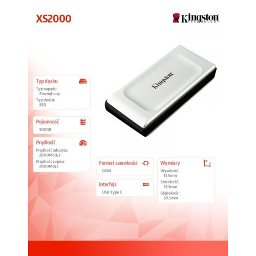Dysk SSD XS2000 500GB USB3.2 Gen2.2 Zewnętrzny-4489901
