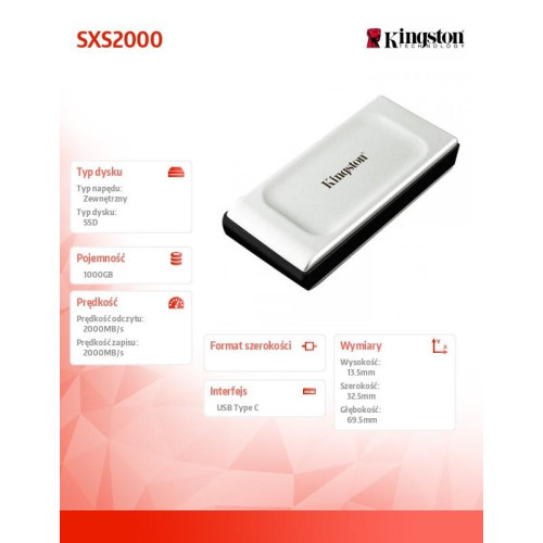 Dysk SSD XS2000 1000GB USB3.2 Gen2.2 Zewnętrzni-4489906