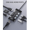 CB-C91 aluminiowy HUB USB-C | 8w1 | RJ45 Ethernet 10/100/1000Mbps | 3xUSB 3.1 | HDMI 4k@30Hz | SD i micro SD | USB-C Power Delivery 100W-4497237