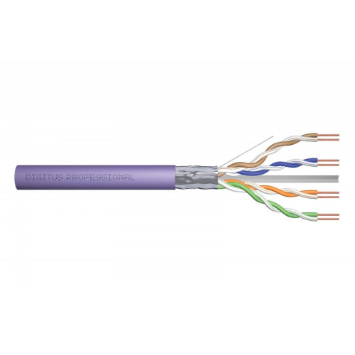 Kabel teleinformatyczny instalacyjny kat.6, F/UTP, B2ca, drut, AWG 23/1, LSOH, 500m, szpula Fioletowy-4490418