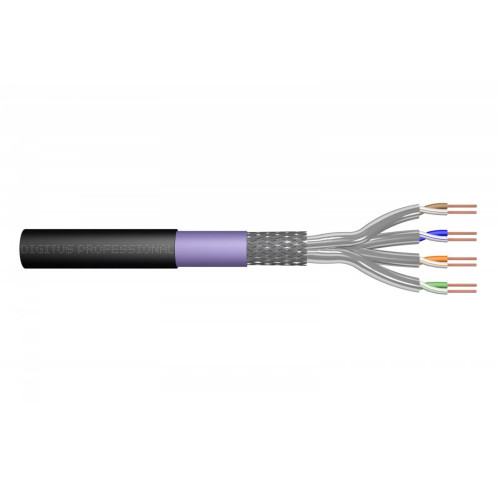 Kabel teleinformatyczny instalacyjny zewnętrzny kat.7, S/FTP, Eca, drut, AWG 23/1, PE, 1000m, czarny, szpula-4490421