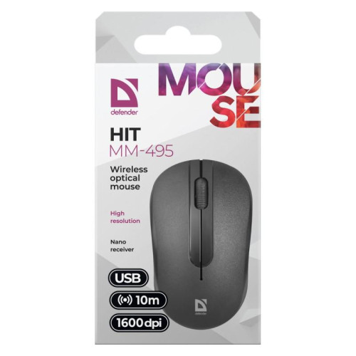 Mysz bezprzewodowa optyczna HIT MM-495 czarna 1600 dpi-4496285