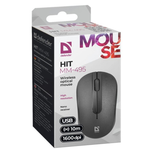 Mysz bezprzewodowa optyczna HIT MM-495 czarna 1600 dpi-4496286