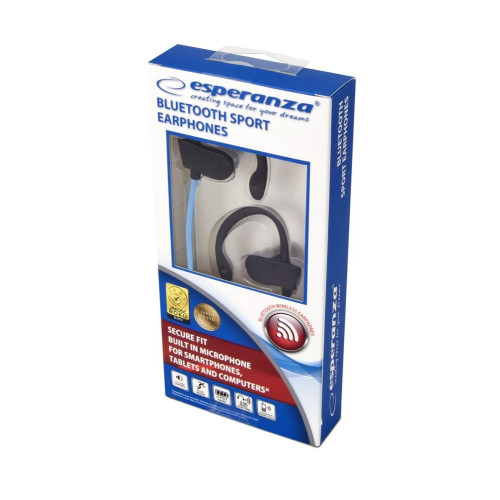 Słuchawki douszne Bluetooth sportowe Czarno-niebieskie-4498730