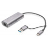 Karta sieciowa przewodowa USB 3.1 Typ C + USB A do 1x RJ45 2.5 Gigabit Ethernet 10/100/1000/2500Mbps-4508645