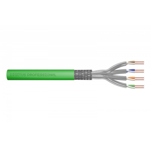 Kabel teleinformatyczny instalacyjny kat.8.2, S/FTP, Dca, AWG 22/1, LSOH, 50m, Zielony-4500177