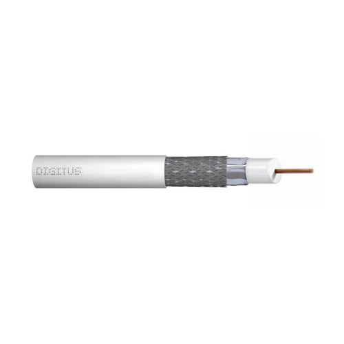 Kabel koncentryczny RG-6, 75 Ohm, ekran (folia+oplot 77%), Eca, PVC, 100m, szpula Biały-4500182