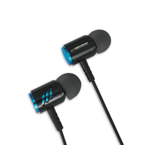 Słuchawki douszne metalowe z mikrofonem Czarno-niebieskie-4506011