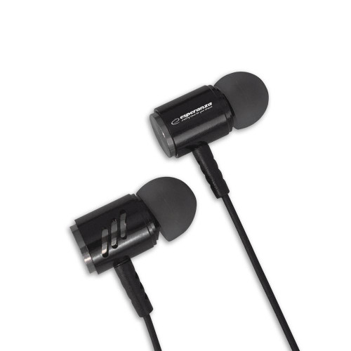 Słuchawki douszne metalowe z mikrofonem Czarno-szare-4506019