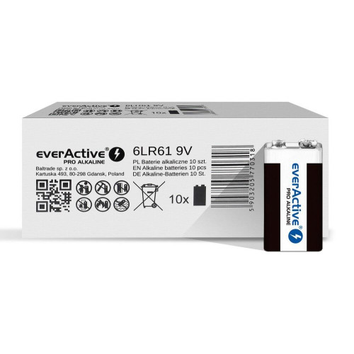 Bateria alkaliczna R9/6LR61 9V PRO ALKALINE, Opakowanie 10 szt.-4507650
