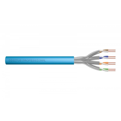 Kabel teleinformatyczny instalacyjny kat.6A, S/FTP, Eca, drut, AWG 23/1, LSOH, 50m ofoliowany Niebieski-4508478