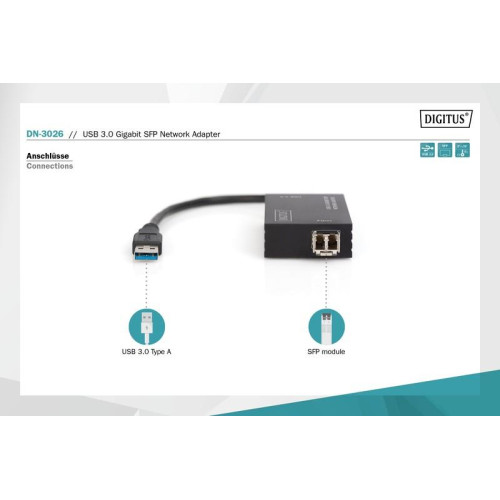 Karta sieciowa przewodowa USB 3.0 A do RJ45 Gigabit SFP Ethernet 1 Gbps Fiber Chipset RTL8153-4508632