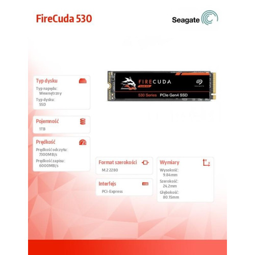 Dysk SSD FireCuda 530 1TB M.2 HeatSink -4510179