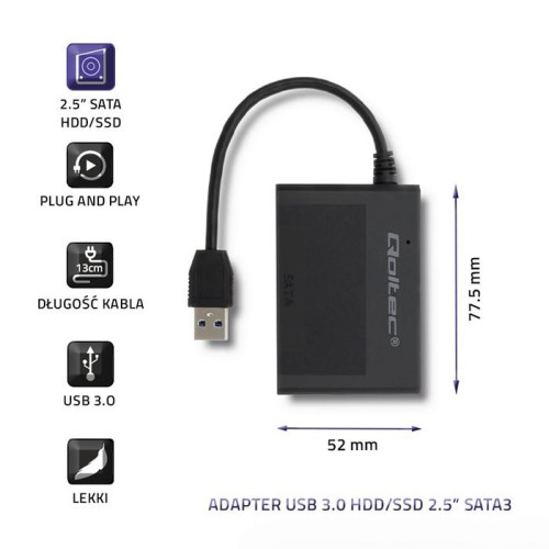 QOLTEC ADAPTER DO DYSKÓW HDD/SSD 2.5