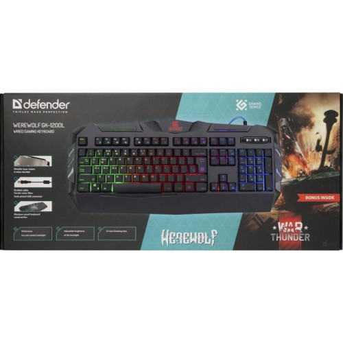 DEFENDER KLAWIATURA GAMINGOWA MEMBRANOWA WEREWOLF GK-120DL PODŚWIETLENIE RGB 45124-4855533