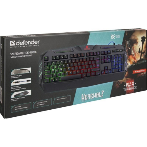 DEFENDER KLAWIATURA GAMINGOWA MEMBRANOWA WEREWOLF GK-120DL PODŚWIETLENIE RGB 45124-4855534