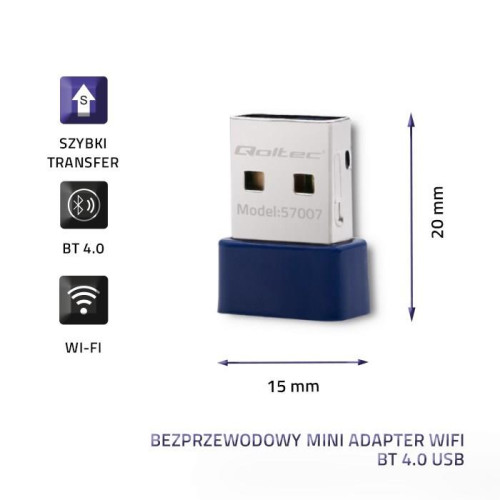 QOLTEC ADAPTER WI-FI BEZPRZEWODOWY STANDARD N | BT 4.0 USB-4882046