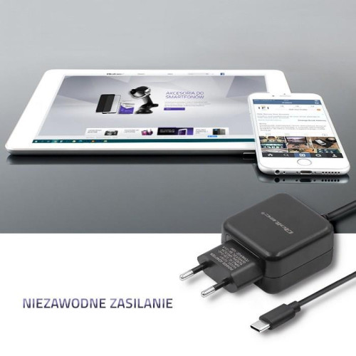 QOLTEC ŁADOWARKA SIECIOWA USB TYP C, 5V, 2.4A, 12W, CZARNA-4882106