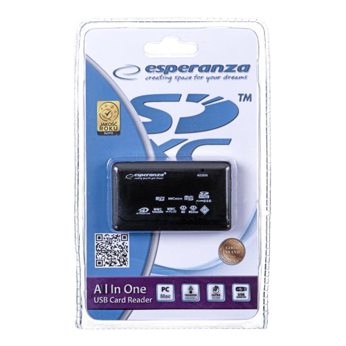 Czytnik kart Esperanza EA117 (Zewnętrzny; Memory Stick Duo, MicroSD (przez adapter), MMC, SD, SDHC, SDXC)-4904665