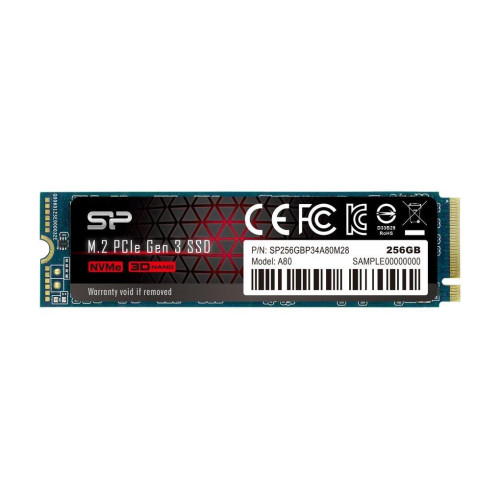 Dysk SSD Silicon Power A80 256GB M.2 PCIe NVMe Gen3x4 TLC 3100/1100 MB/s (SP256GBP34A80M28)-5033283