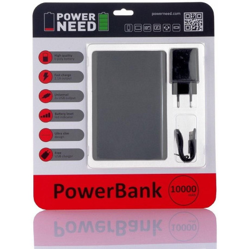PowerNeed Powerbank (10000mAh) 2x USB grafitowy-5097181