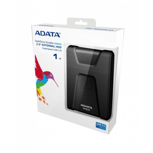 Dysk zewnętrzny HDD ADATA DashDrive Durable HD650 AHD650-1TU3-CBK (1 TB; 2.5