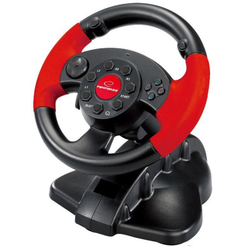 Kierownica z wibracjami Esperanza High Octane EG103 (PC, PS2, PS3; kolor czarny)-517170