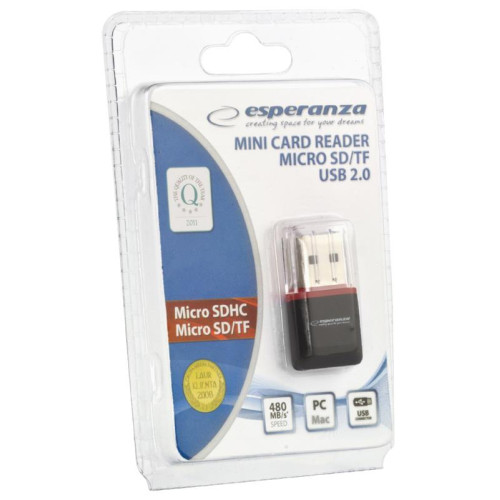 Czytnik kart Esperanza EA134K (Zewnętrzny; MicroSD, MicroSDHC)-544724