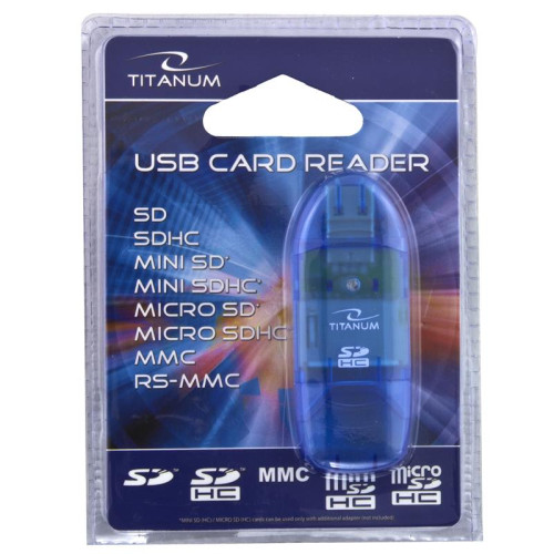 Czytnik kart TITANUM TA101B (Zewnętrzny; MicroSDHC, miniSD, MMC, SD, SDHC)-544749