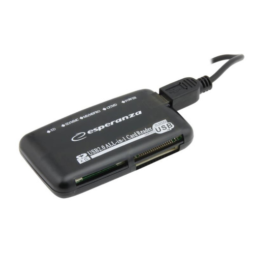Czytnik kart Esperanza EA117 (Zewnętrzny; Memory Stick Duo, MicroSD (przez adapter), MMC, SD, SDHC, SDXC)-544767