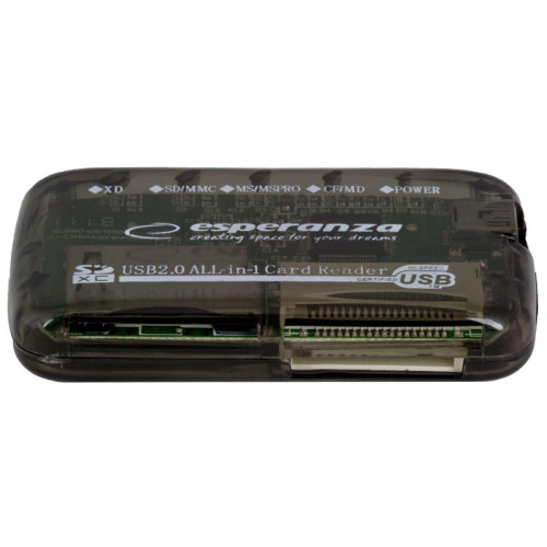 Czytnik kart Esperanza EA117 (Zewnętrzny; Memory Stick Duo, MicroSD (przez adapter), MMC, SD, SDHC, SDXC)-544770