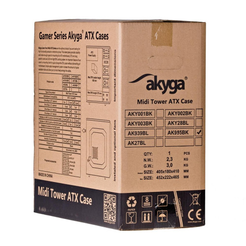 Obudowa Akyga AK995BK (ATX, Micro ATX, Mini ITX; kolor czarny)-548444