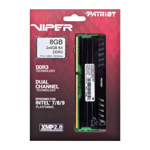 Pamięć Patriot Memory Viper 3 PV38G160C9K (DDR3 DIMM; 2 x 4 GB; 1600 MHz; CL9)-554278