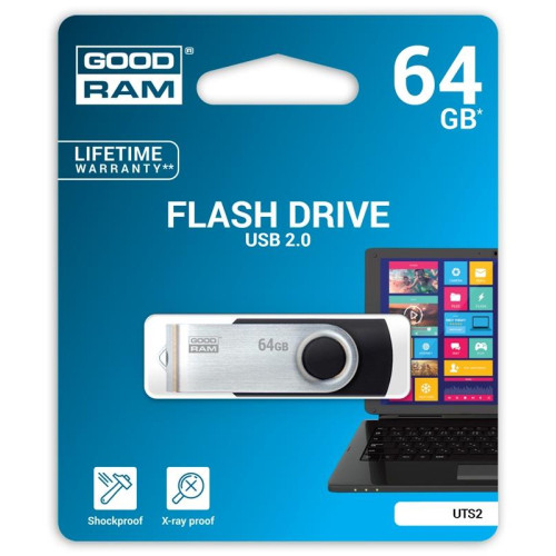 Pendrive GoodRam Twister UTS2-0640K0R11 (64GB; USB 2.0; kolor czarny)-554943