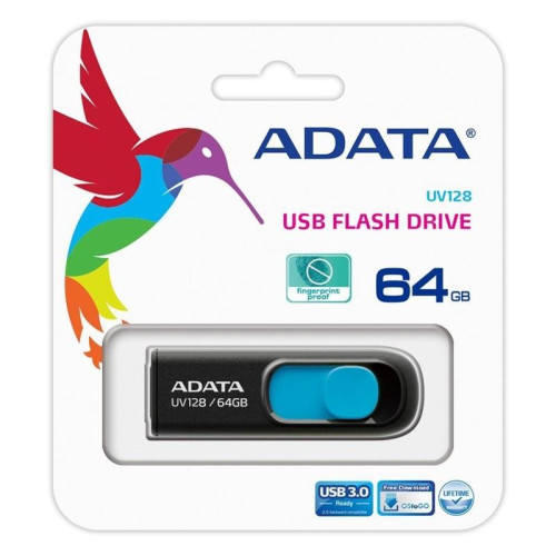 Pendrive ADATA UV128 AUV128-64G-RBE (64GB; USB 3.0; kolor czarny)-555319